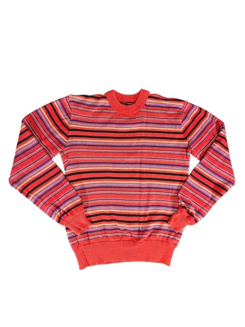 Vintage 80s YVES SAINT LAURENT Pour Homme Striped Cotton Sweater Mens LARGE